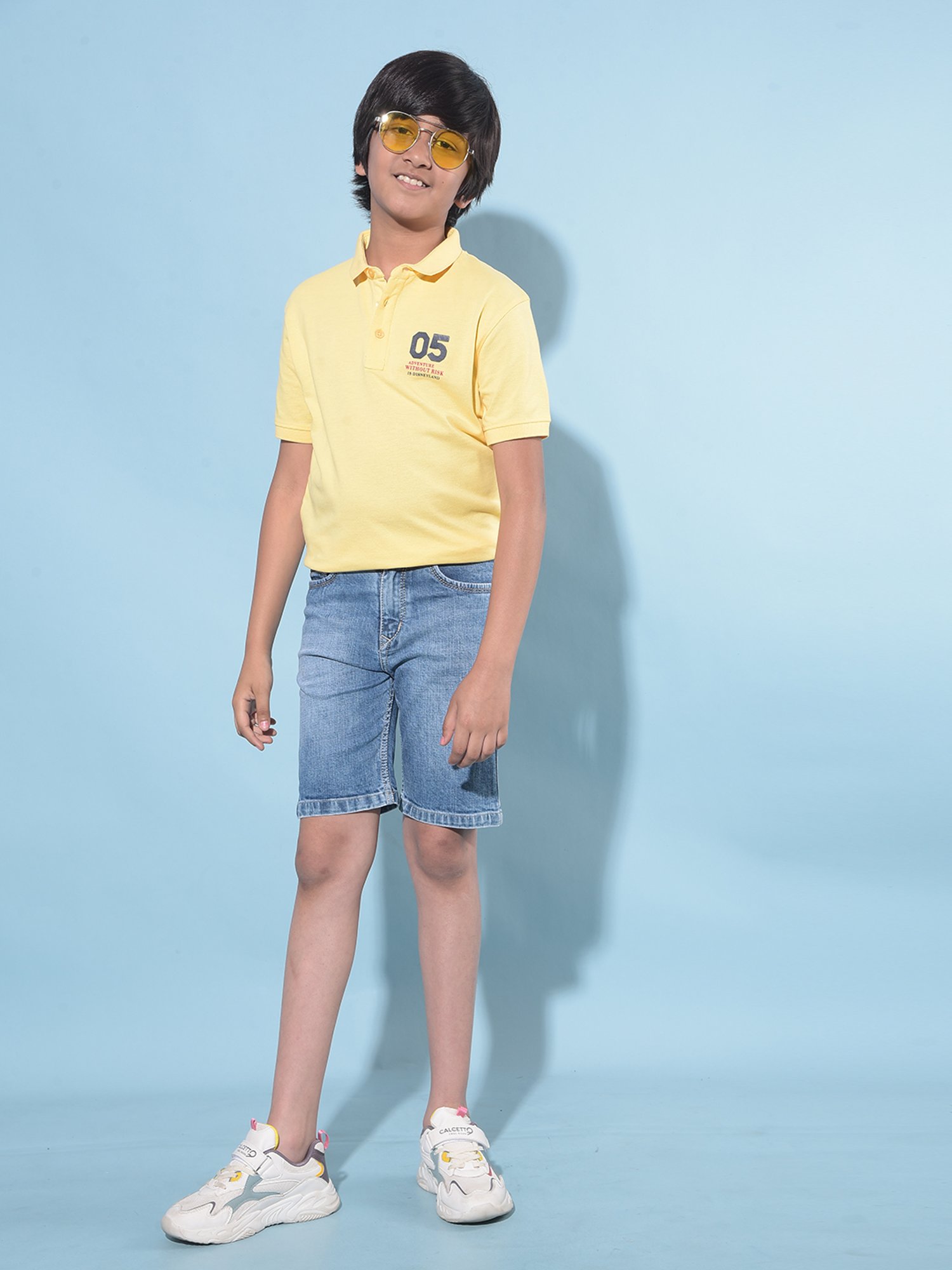 Crimsoune Club Boys Yellow Printed Polo T-Shirt