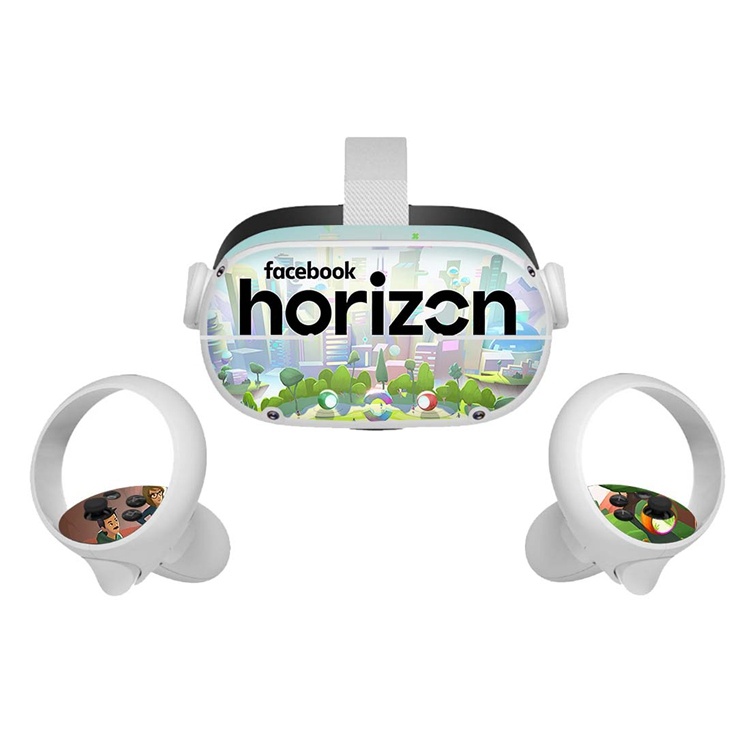 Amify Vinyl Skin Sticker for Oculus Quest 2 VR Headset Controller PVC Decals Cute Cartoon Wrap Cover for Oculus Quest 2 Accessories