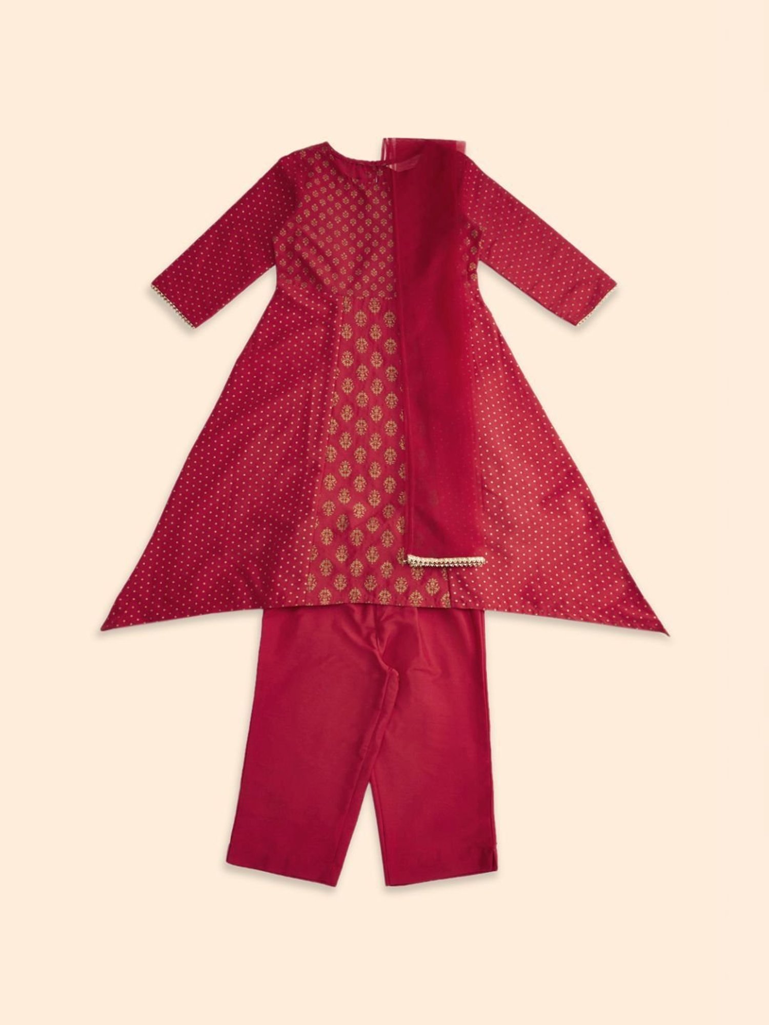 VASTRAMAY Kids Blue & White Cotton Over Dyed Kurta Set