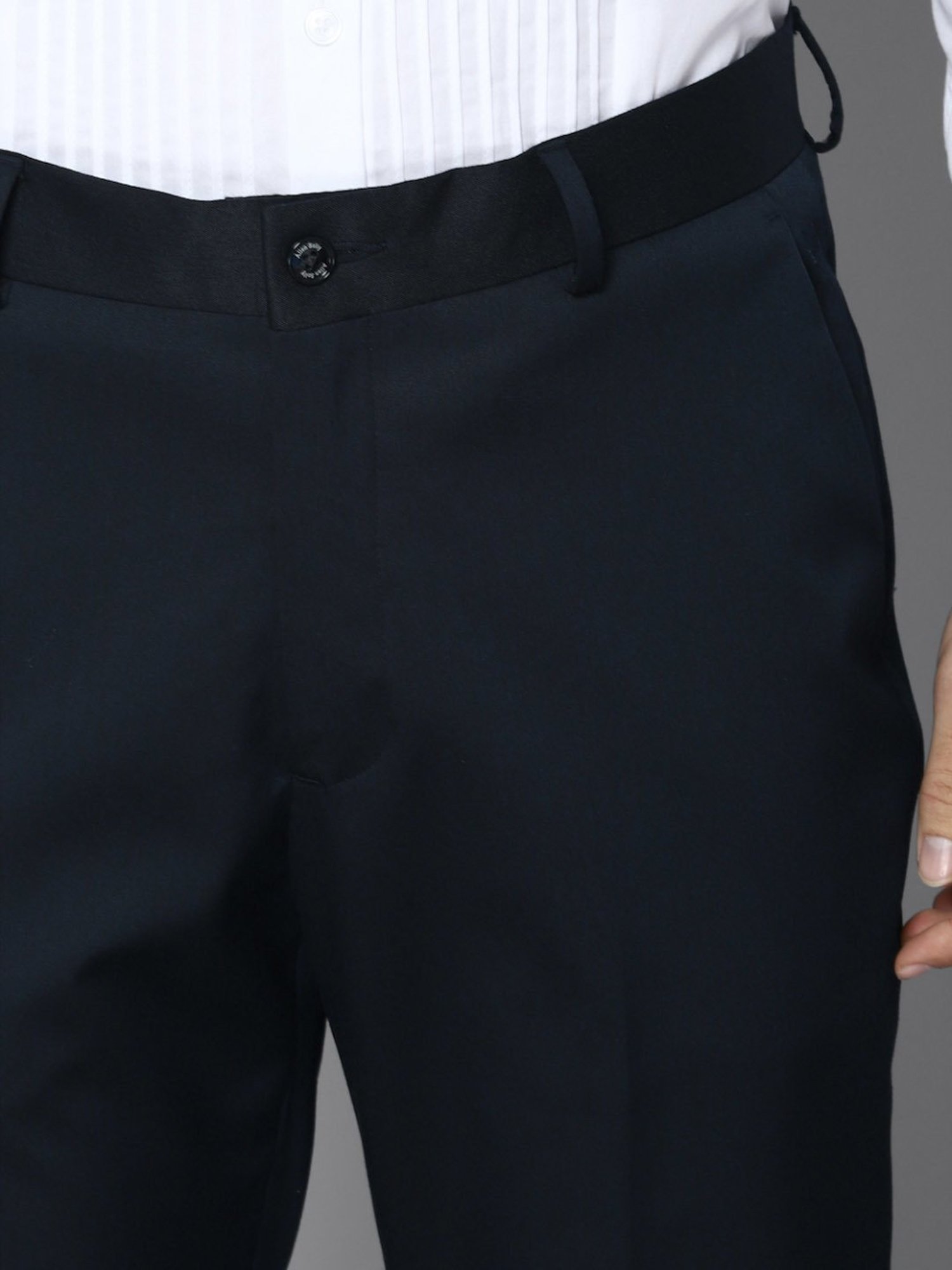 Allen Solly Navy Slim Fit Printed Two Piece Suit