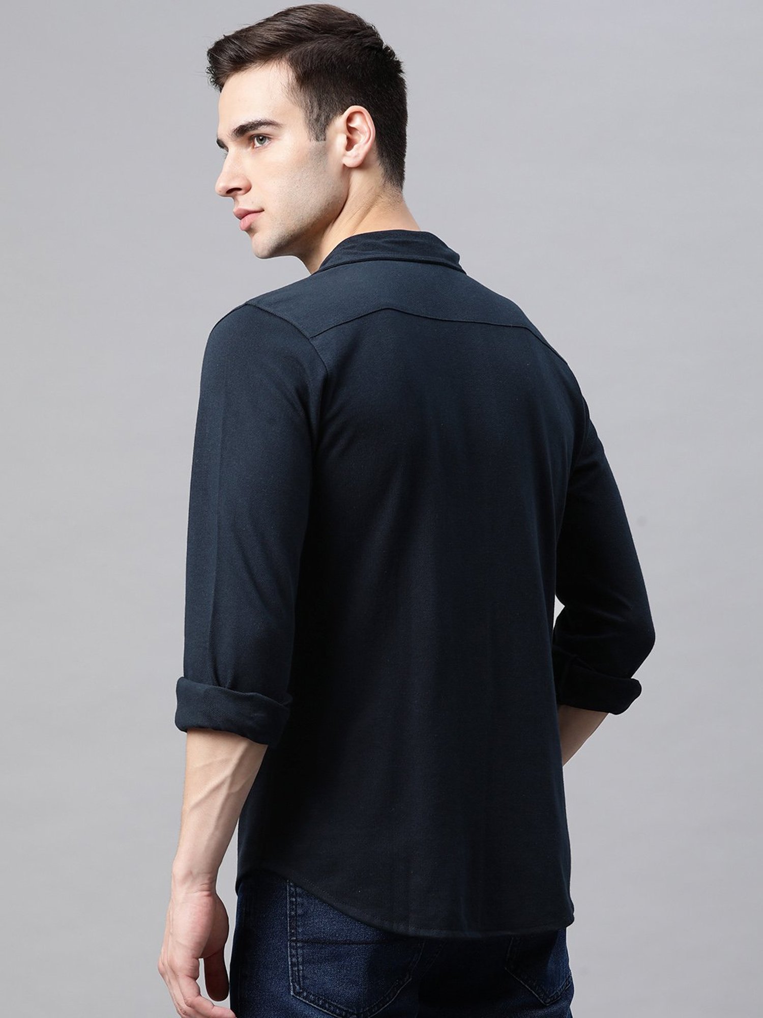 Manq Navy Slim Fit Shirt