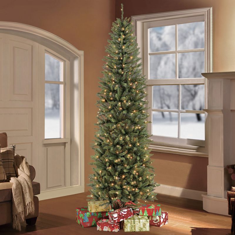 6.5ft Pre-lit Pencil Artificial Christmas Tree Forest Fir - Puleo
