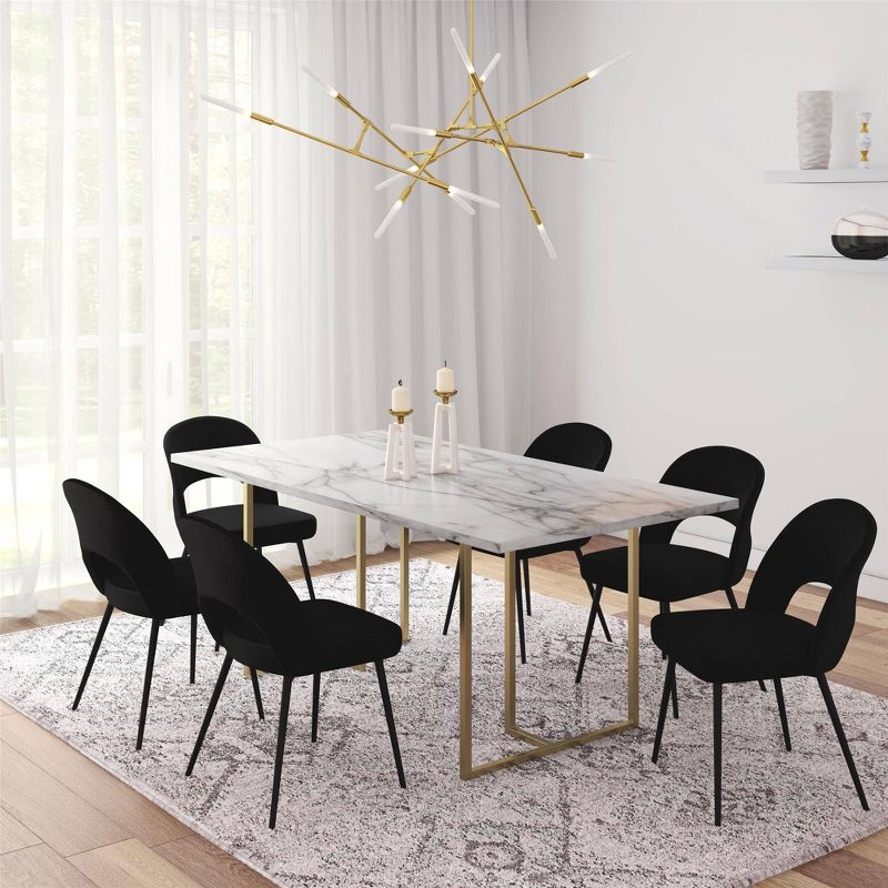 Edith Rectangular Faux Marble Dining Table White/Gold - CosmoLiving by Cosmopolitan