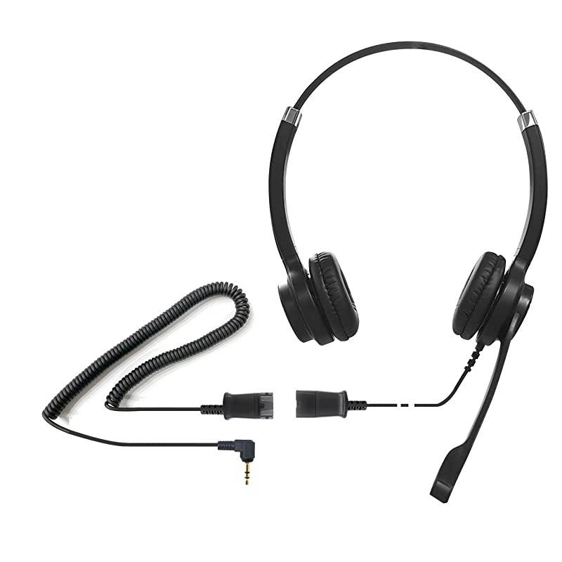 IPH255 Double Ear NC Headset with 25mm Jack for Polycom IP 320321330 Cisco SPAGrandstream GXPPanasonic KX Zultys Gigaset amp 25m Jack3 Poles Port with Phones