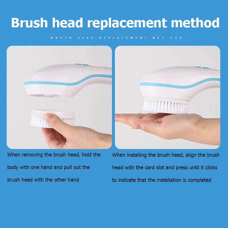 Waterproof Electric Massage Bath Brush Bath Brush Multifunctional Long-handled Back Rubbing Bath Face Wash Artifact-Rechargable Type