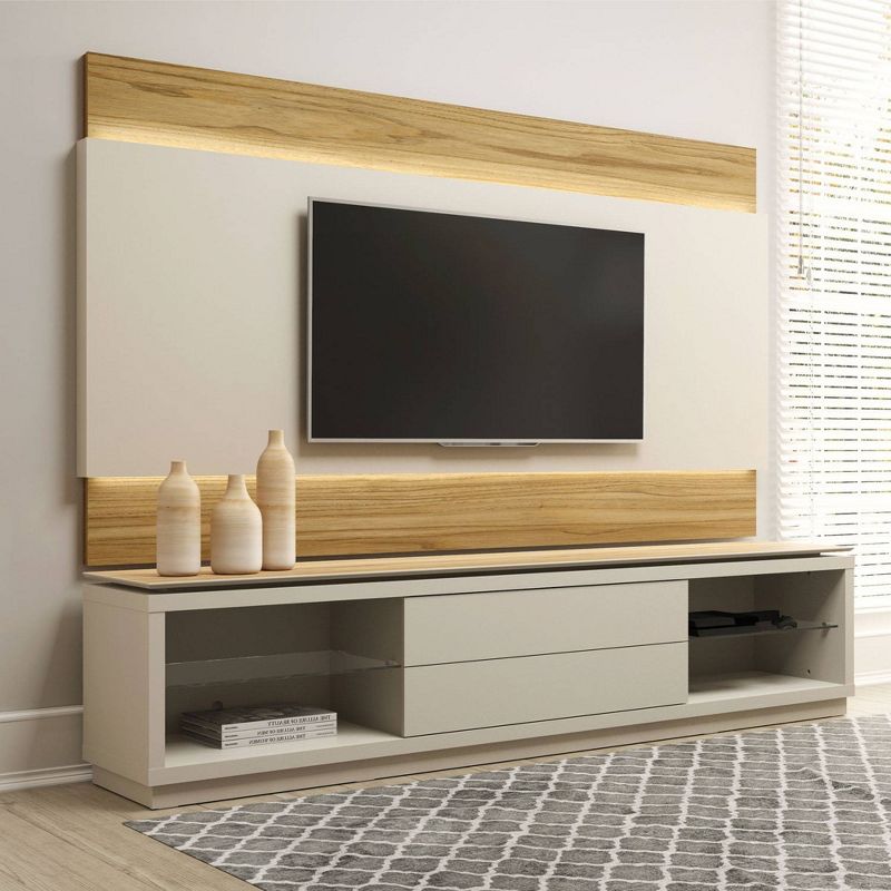 70" Lincoln TV Stand and Panel Cinnamon/Off White - Manhattan Comfort