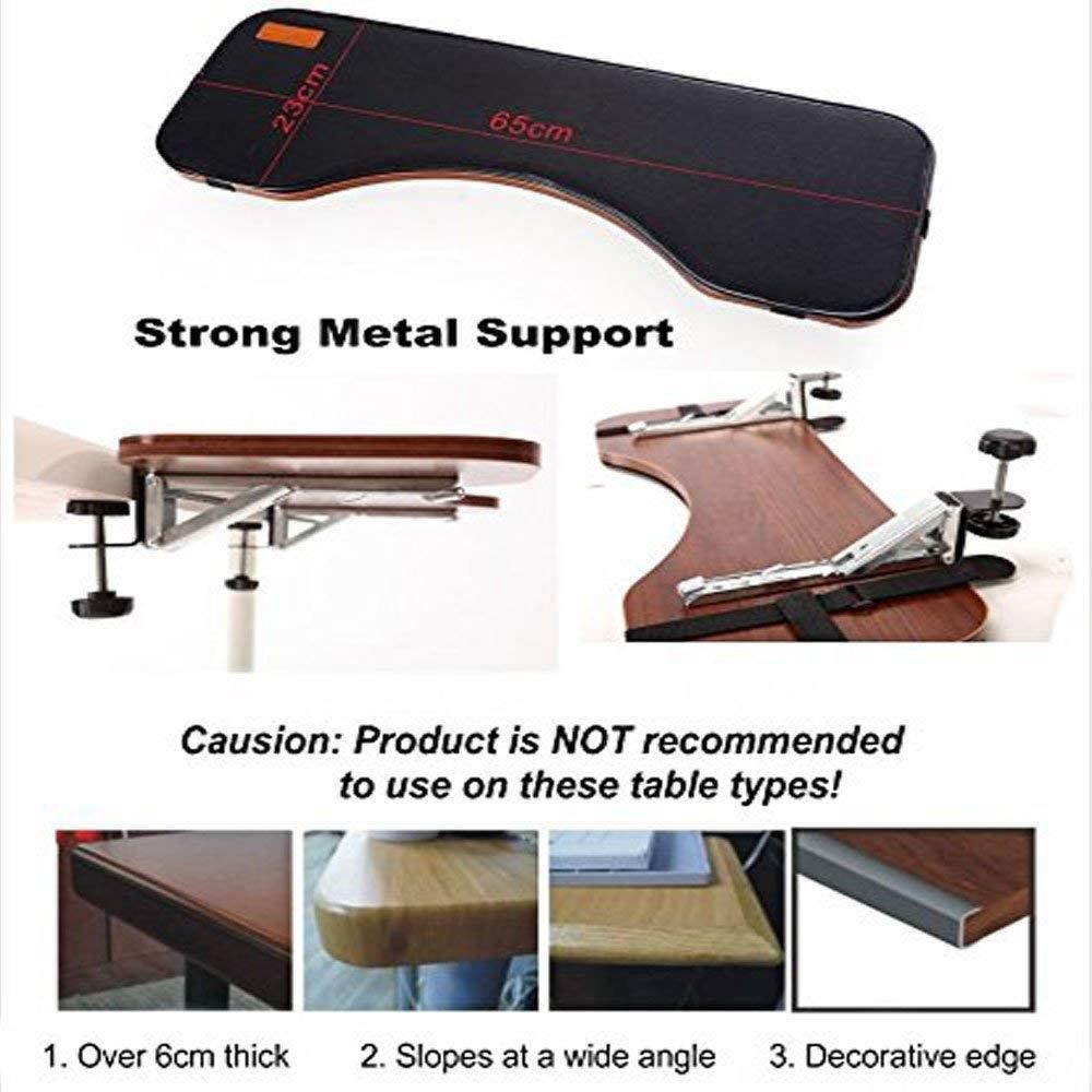 Ergonomic Desk Extender Clamp On Keyboard Tray Under Desk Adjustable Mouse and Keyboard Tilted Tray Table Mount Armrest Shelf Stand Slide Computer Elbow Arm Support