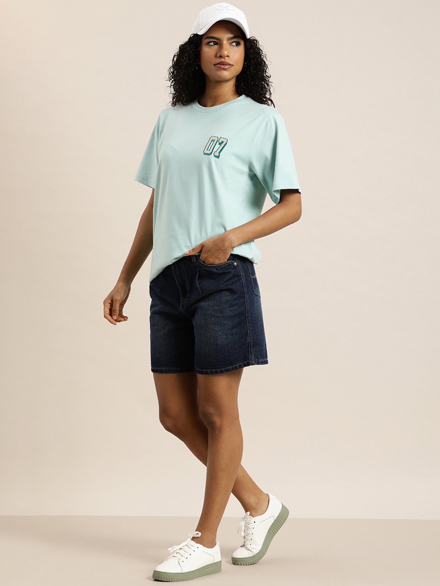 Dillinger Pastel Blue Typographic Cotton Oversized T-Shirt
