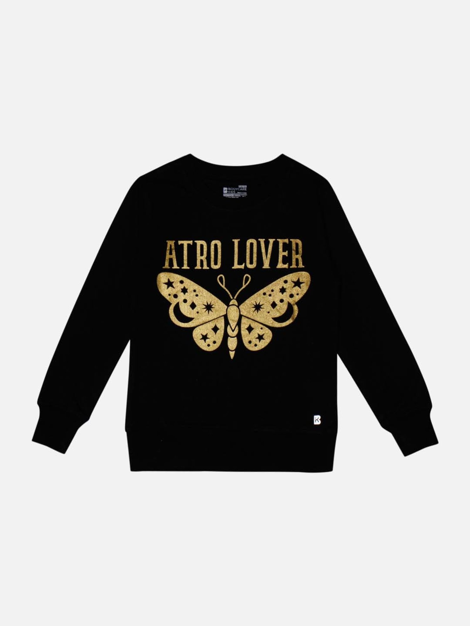 Bodycare Kids Black Cotton Printed Full Sleeves Sweatshirt