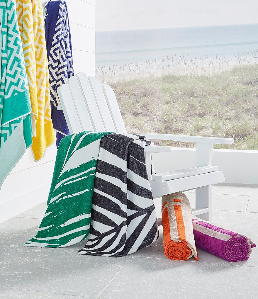 Studio D Outdoor Collection Gum Drop Stripe Terry Velour Beach Towel