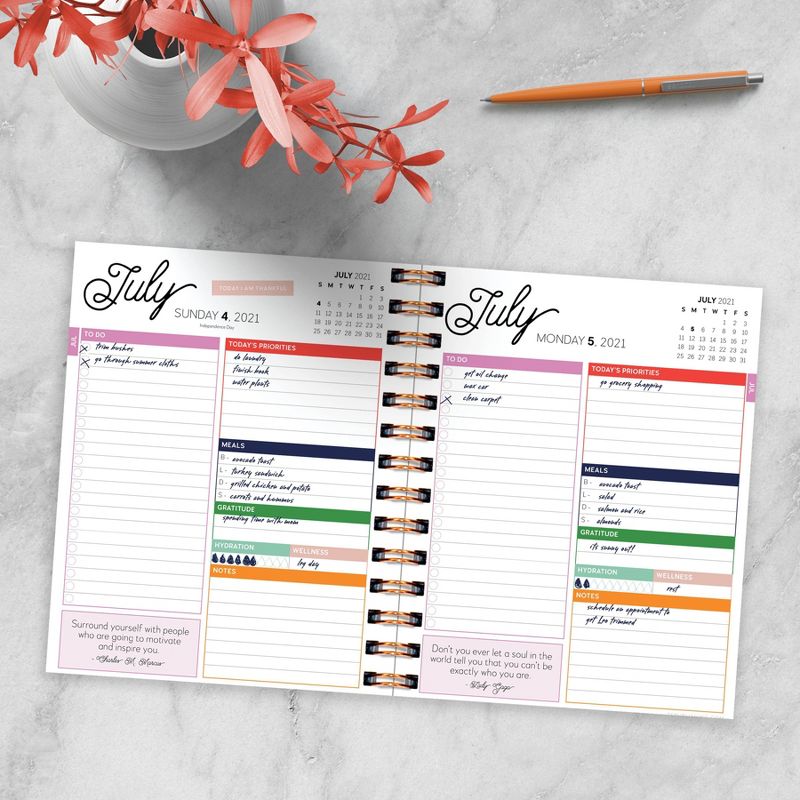 2021-22 Academic Planner 9" x 7" Painted Rainbow Best Life Daily/Weekly/Monthly Luxe - The Time Factory