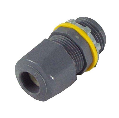 LIQUID TIGHT STRAIN RELIEF - 1/2 INCH NPT THREAD, W/1 ROUND HOLE FOR USE-2 #12 & #10 WIRE, .100-.300", GRAY, (PACK OF 5)