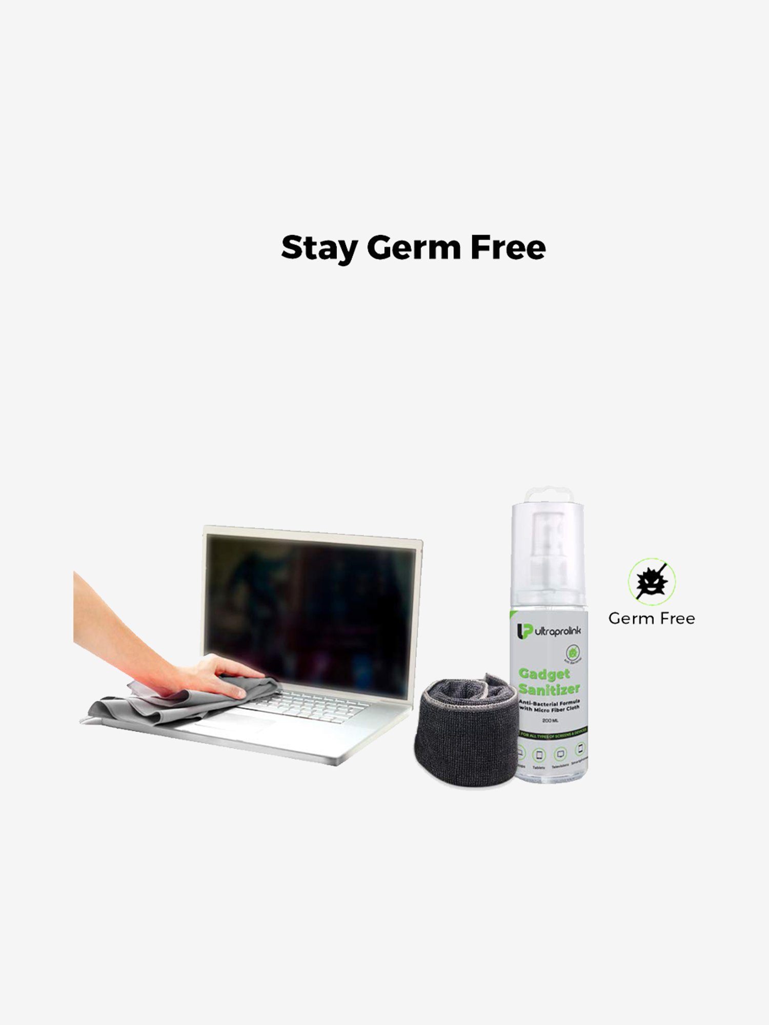 UltraProlink UM1027 Universal Screen Cleaning & Sanitizer Kit,200ml+20ml+2 Micro fibre Cloths+Brush