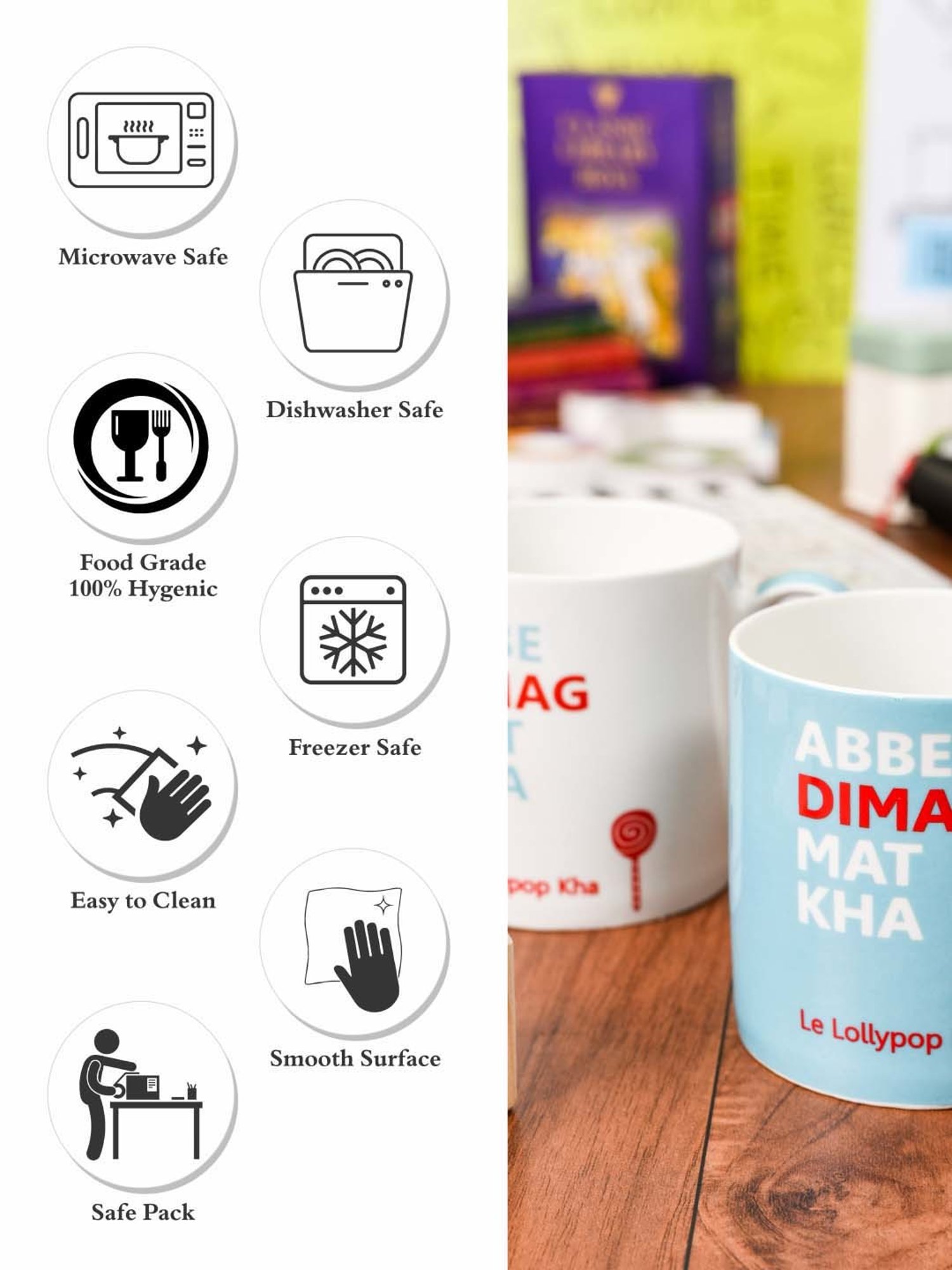 Goodhomes Blue & White Bone China Coffee Mugs (350 ml) - Set of 2