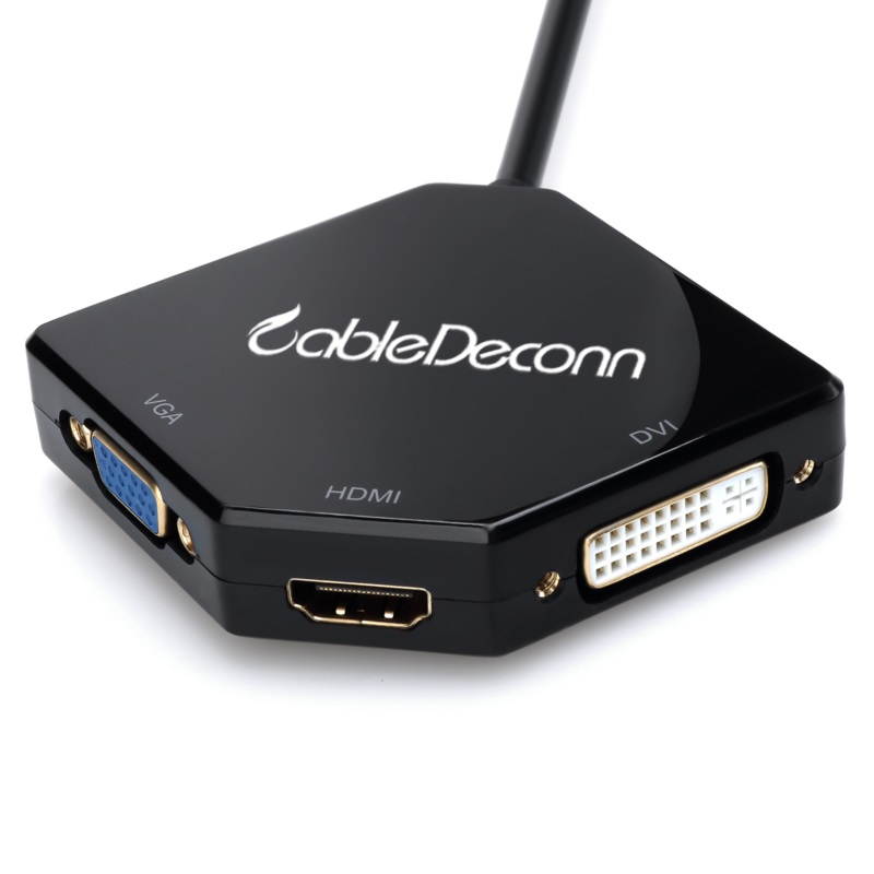 CableDeconn Displayport Dp to Hdmi vga dvi Male to Female 3-in-1 Adapter Converter Cable For pc