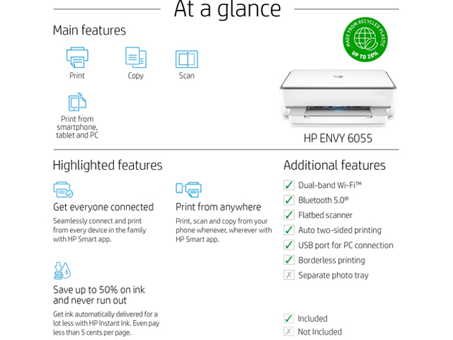 HP ENVY 6055e All-in-One Printer w/ 6 Months Free Ink through HP Plus