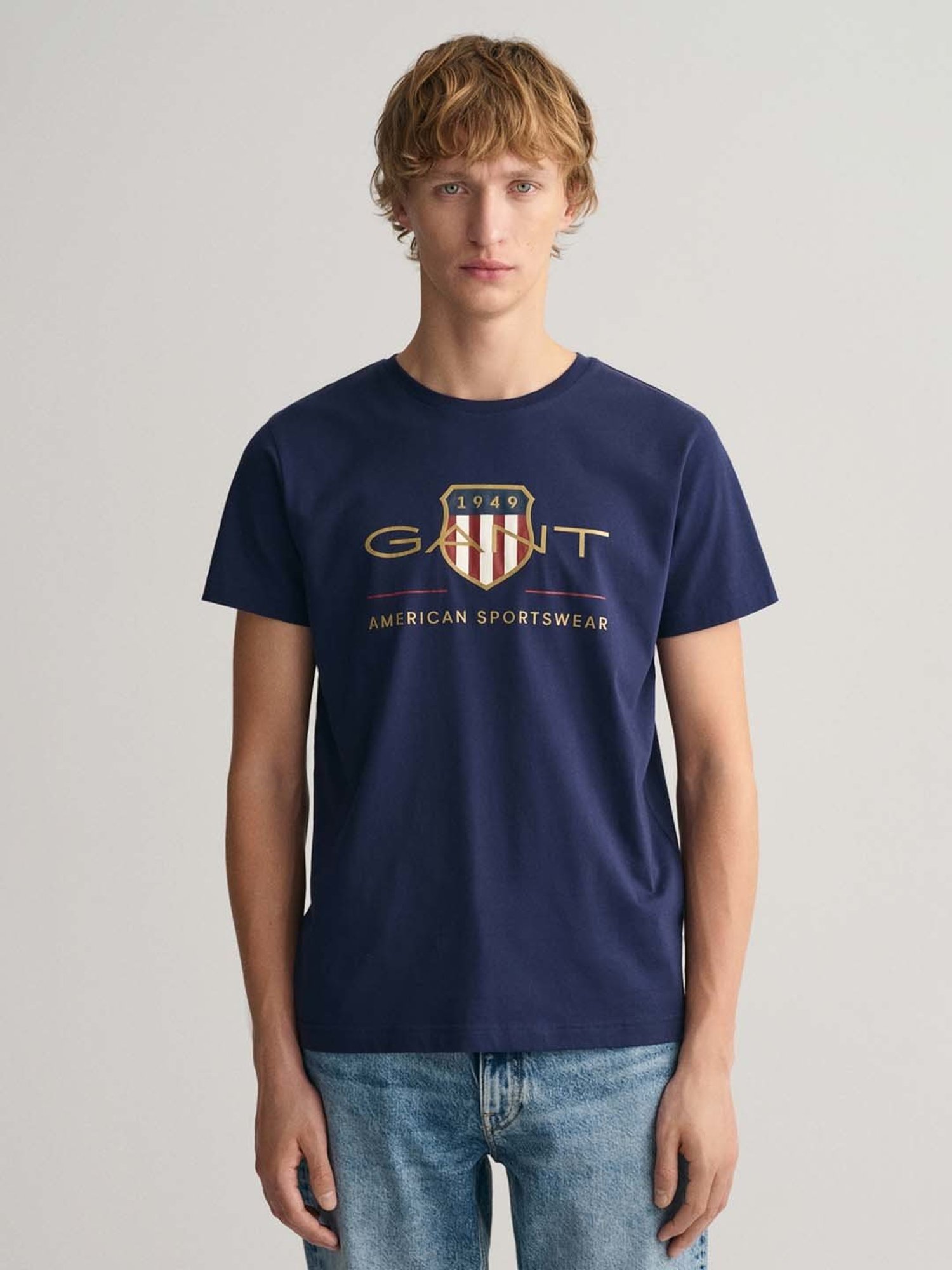 GANT Navy Regular Fit Cotton Crew T-shirt