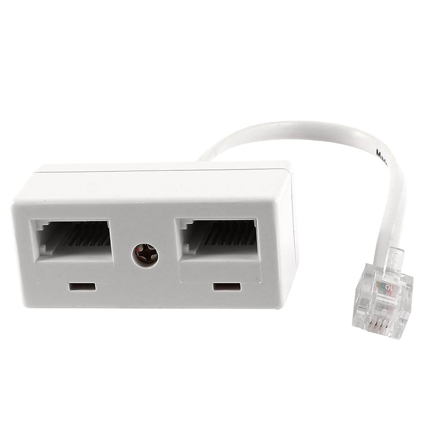 uxcell Dual BT 6P4C Female to Single RJ11 Male ADSL Splitter/Adapter, White