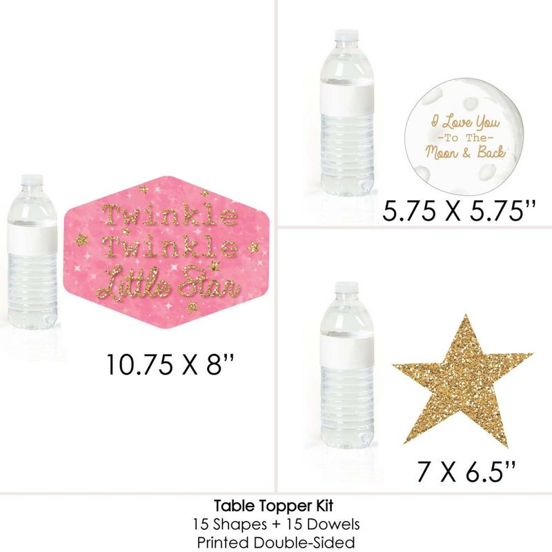 Big Dot of Happiness Hello Little One - Pink and Gold - Table Decorations - Girl Baby Shower Fold and Flare Centerpieces - 10 Count