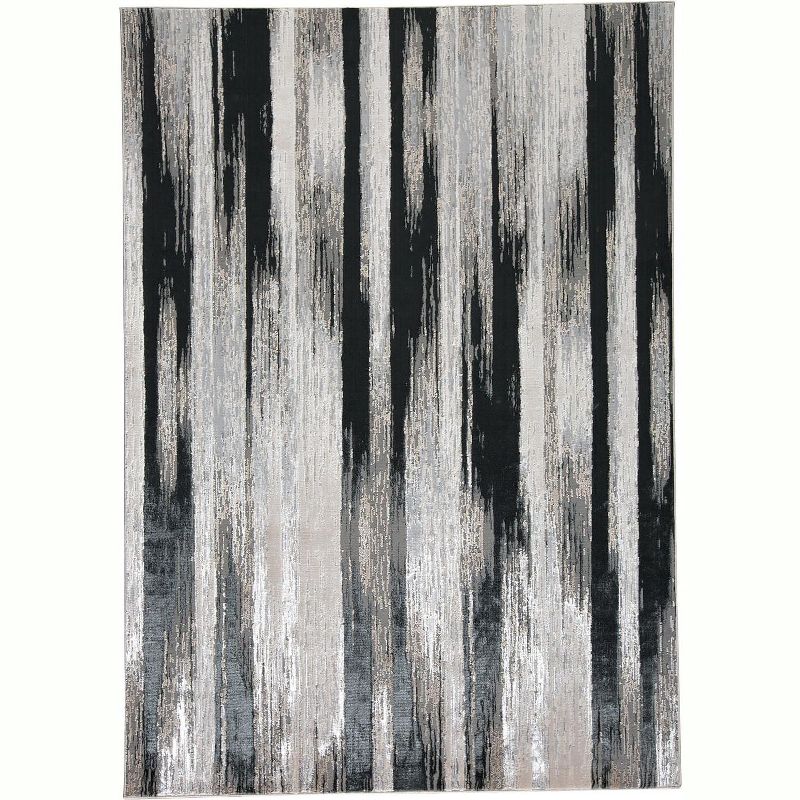 12'X15' Rectangle Loomed Stripe Area Rug Black - Feizy