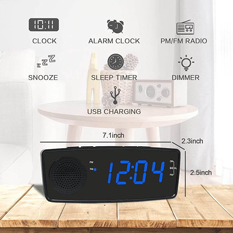 Clock, Clocks for Bedrooms with AM/FM Radio,Dimmer,Snooze,Battery Backup
