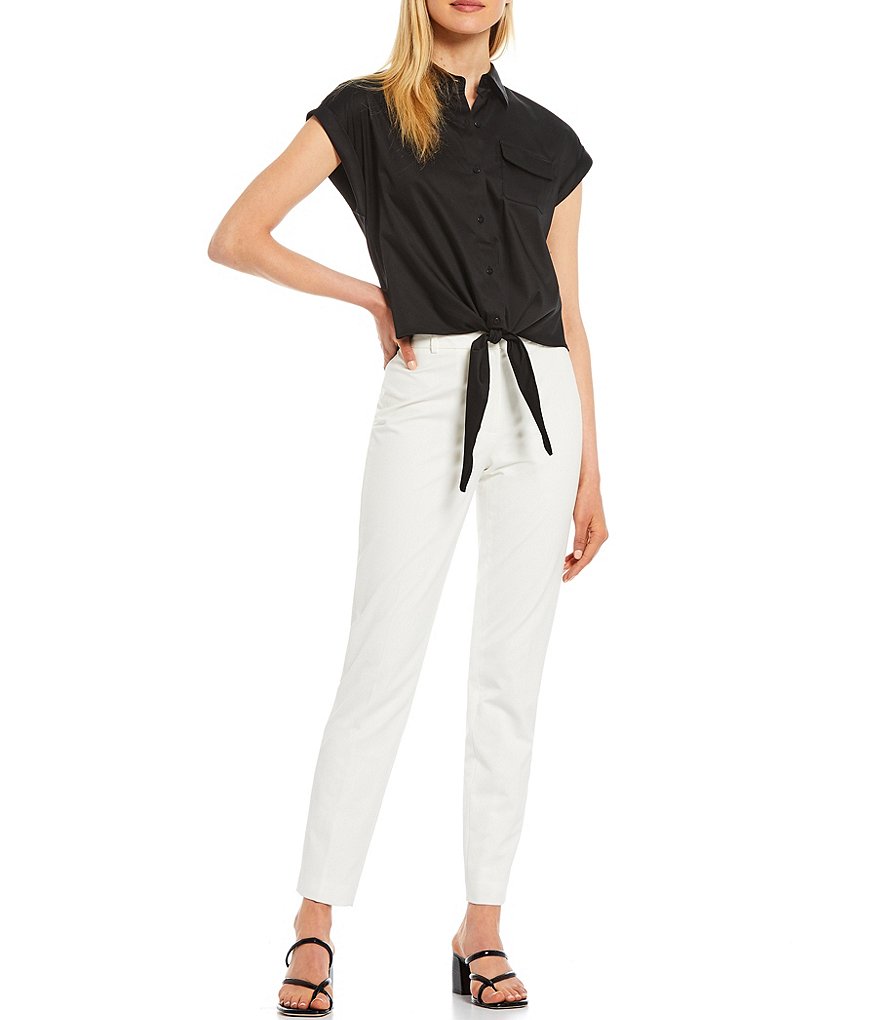 Antonio Melani Blaire Poplin Cap Sleeve Button Front Blouse