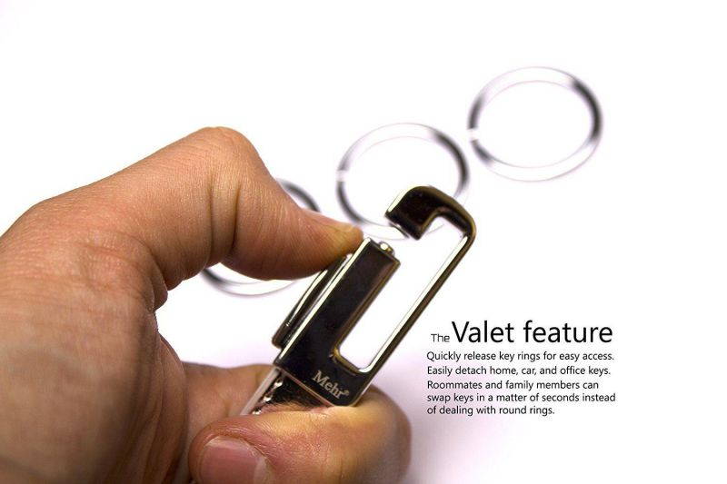 Mehr Elegant Genuine Leather Valet Key Chain - Smart & Useful Detachable Keychain w Key Rings (Monaco Red)