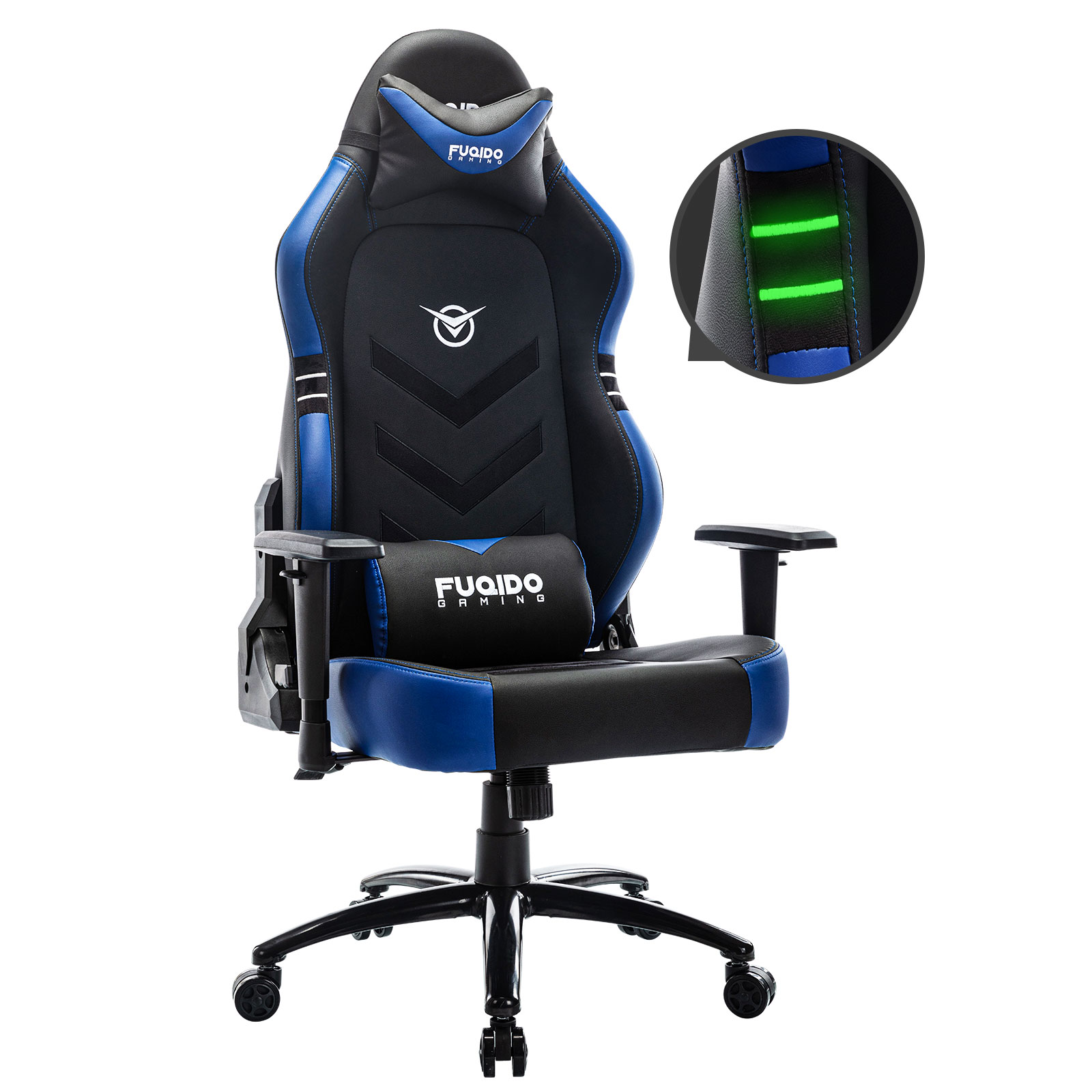 COLAMY Gaming Chair, Big & Tall Computer Chair Fluorescent Racing Style Desk Office Chair Wide Seat Height Adjustment Swivel Task Chair with Headrest and Lumbar Support(Black/Grey/Red/Blue/White/Pink)
