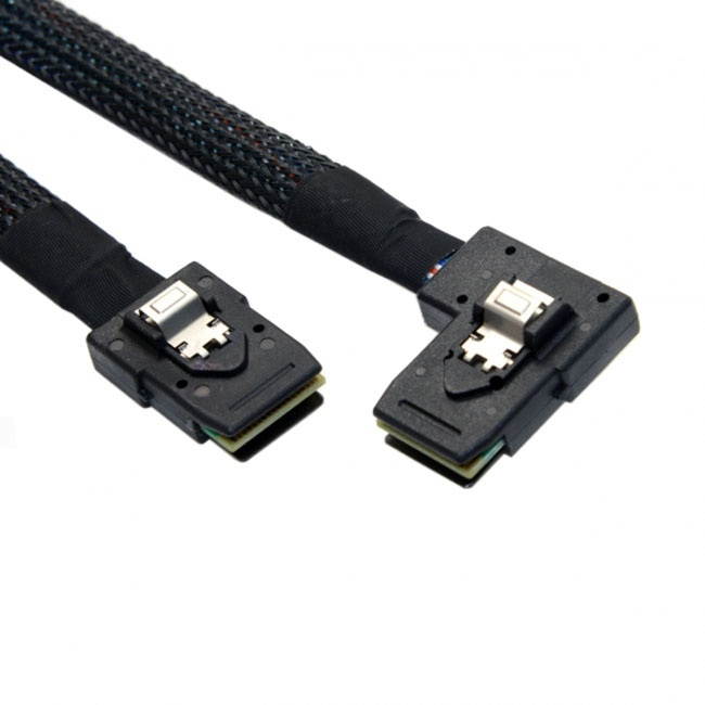Cablecc  Ultra Slim Flat Left Angled 90 Degree Mini SAS 36pin SFF-8087 to 8087 Data Raid Cable 80cm