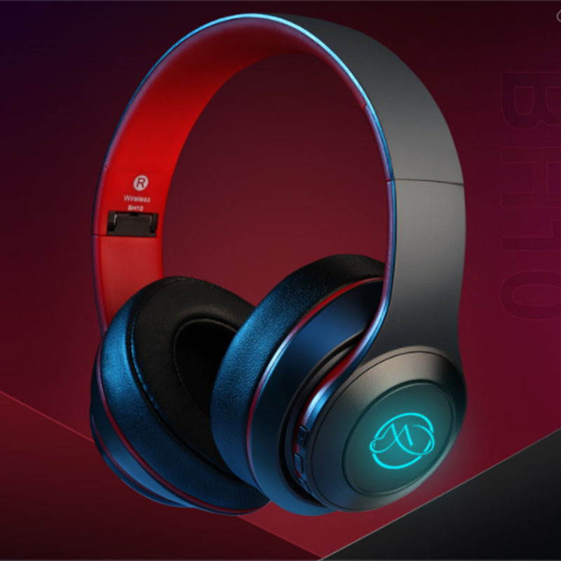 Wireless Bluetooth Headphones With Microphone and LED Light Foldable Stereo Wired and Wireless Switchable Noise Cancelling For iphone/Mp3/ipad/PC White