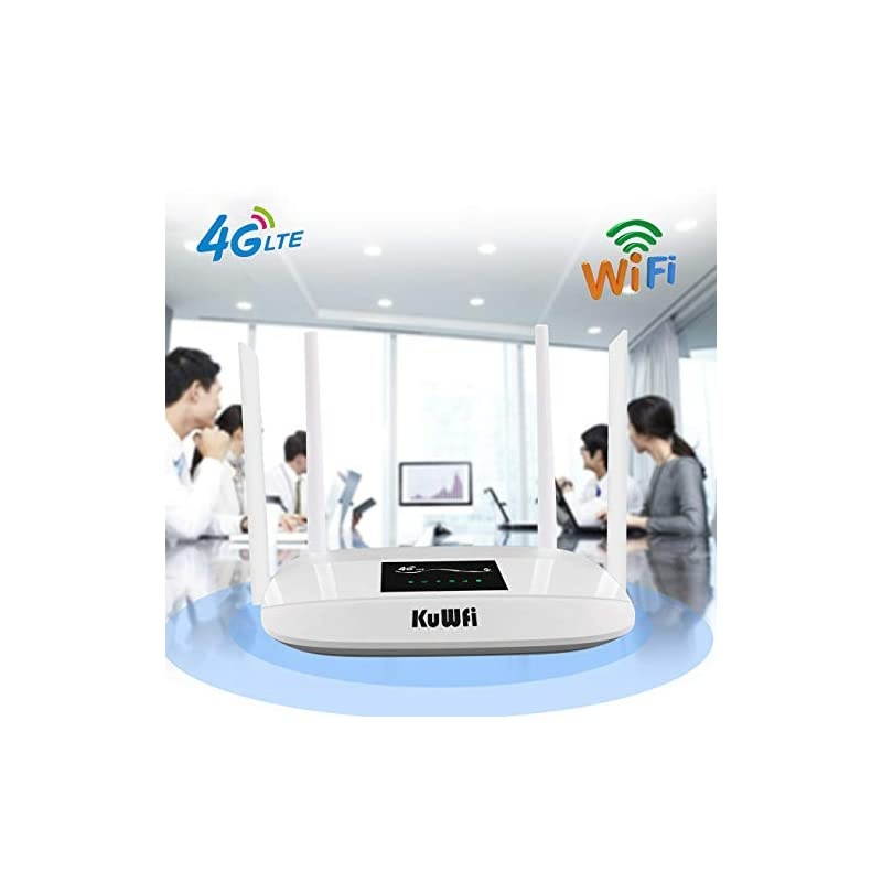 4G LTE CPE Wireless WiFi Internet Router 300Mbps Unlocked with SIM Card Slot with 4pcs Antenna for CA/USA/MX and a Few Central American Countries Not for Verizon SIM Card