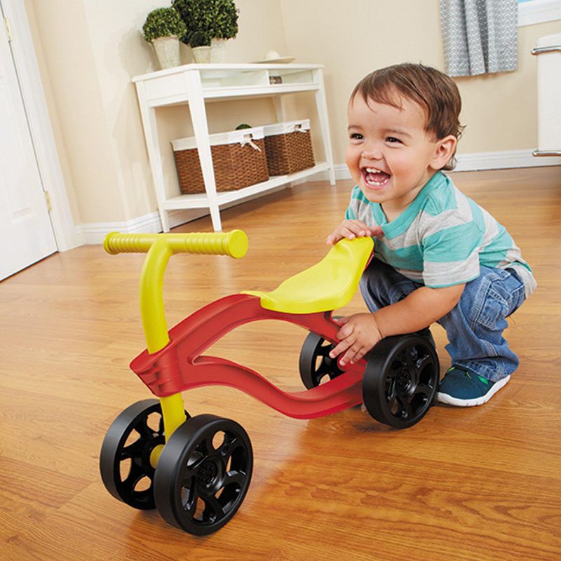 Little Tikes Scooteroo 4 Wheel Toddler Indoor Outdoor Ride On Toy Bike, Red/Yellow