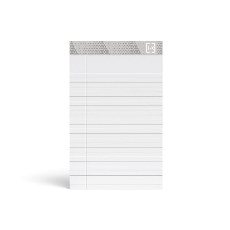 TRU RED Notepads, 5" x 8", Narrow Ruled, White, 50 Sheets/Pad, 12 Pads/Pack TR57360