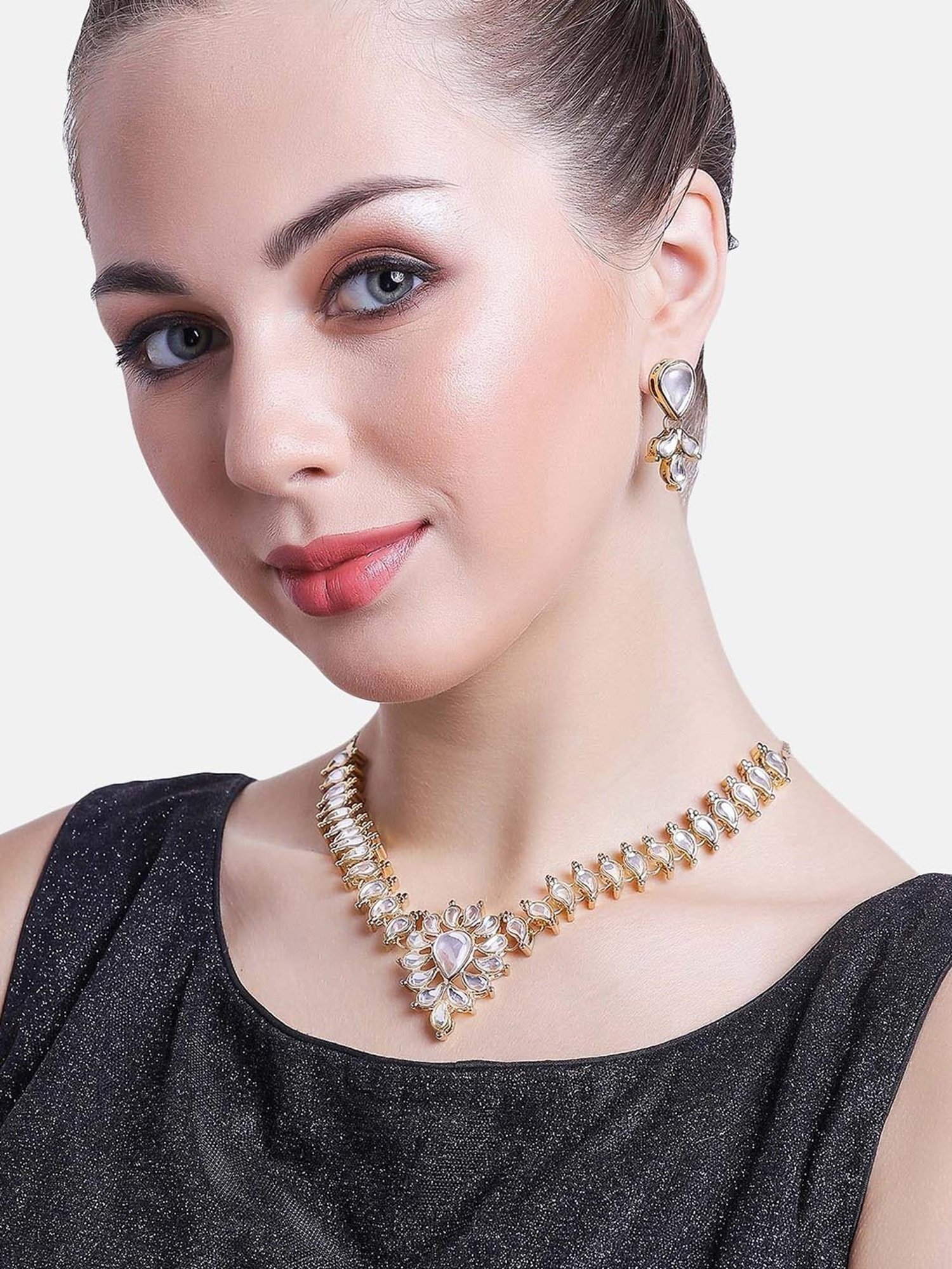 Estele Gold-Plated Innovative Jewellery Set with Kundan for Women