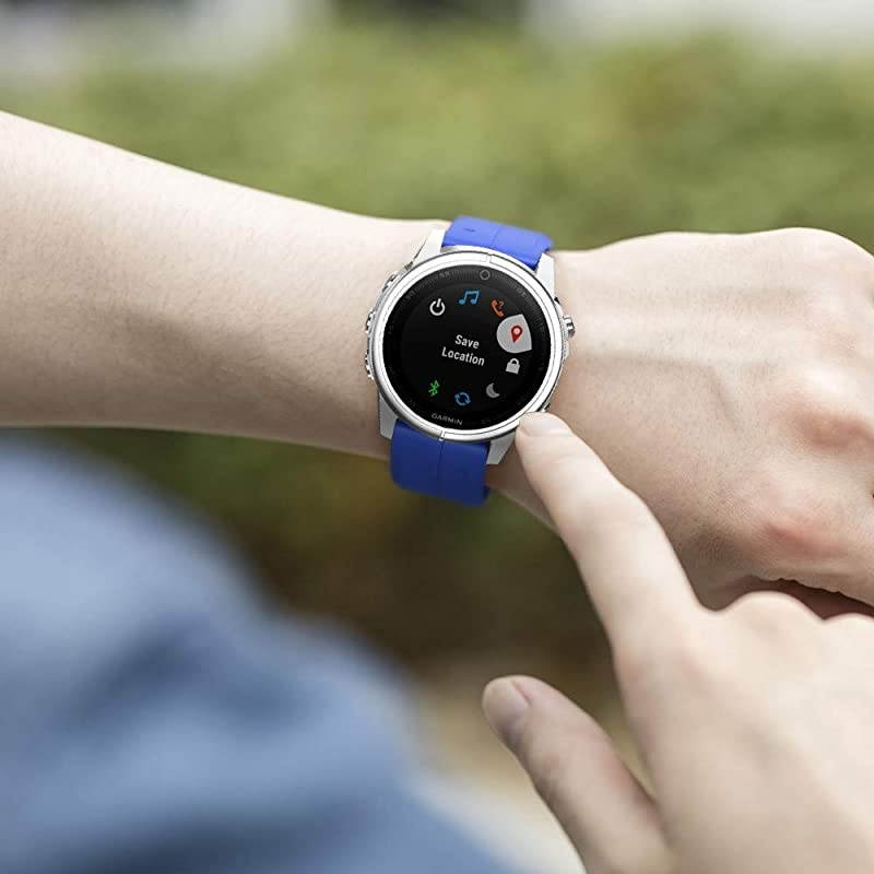 Compatible with Fenix 5S Plus Band Silicone Sport Watch Bands for Fenix 5SFenix 5S PlusFenix 6SFenix 6S ProD2 Delta S SmartwatchSilver BuckleRoyal Blue