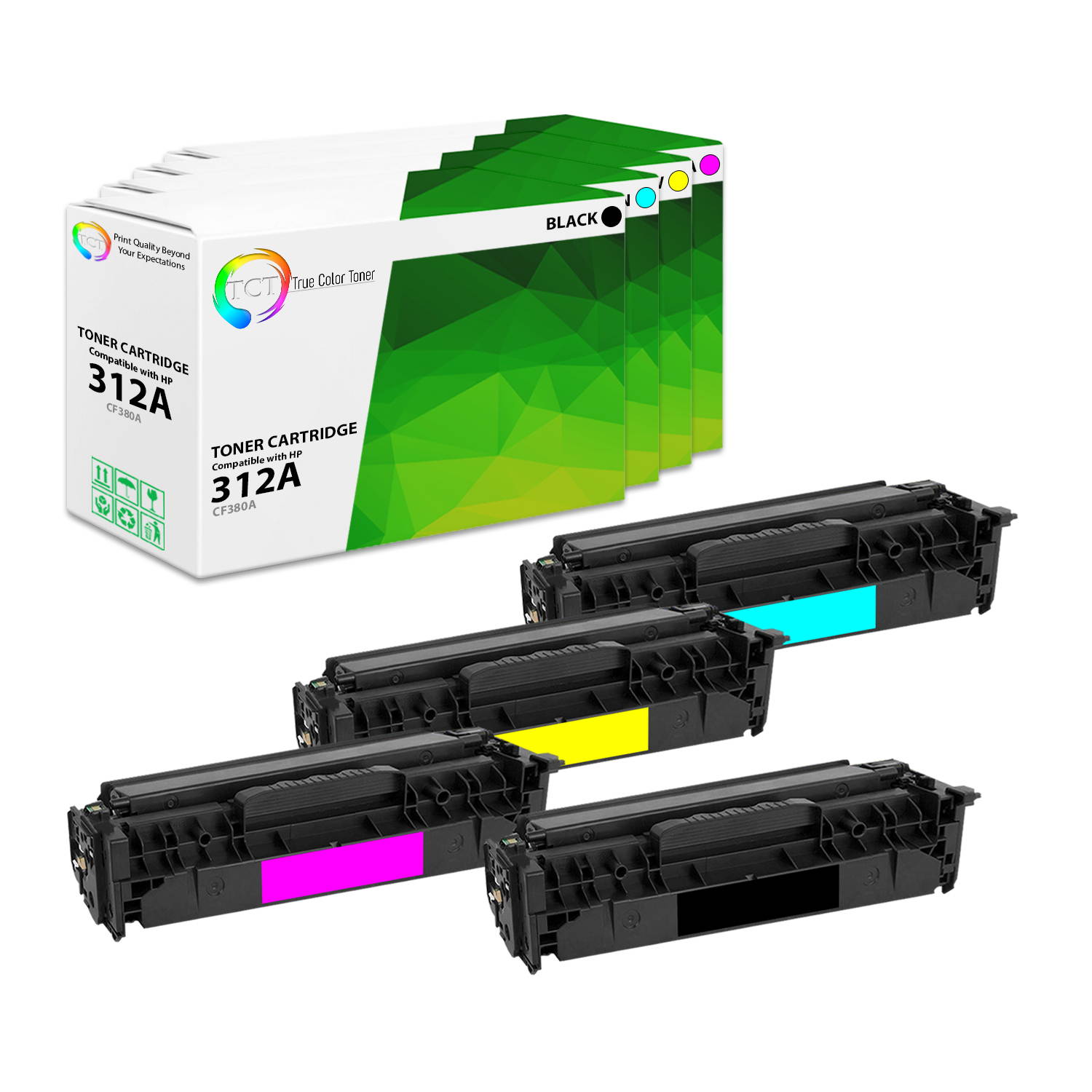 TCT Premium Compatible Toner Cartridge Replacement for HP 312A CF380A CF381A CF382A CF383A works with HP Color LaserJet Pro MFP M476NW M476DN M476DW Printers (Black, Cyan, Magenta, Yellow) - 10 Pack
