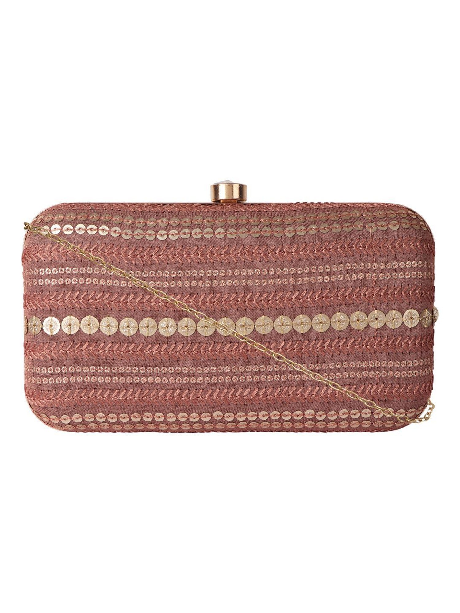 Horra Dusty Brown Embellished Clutch