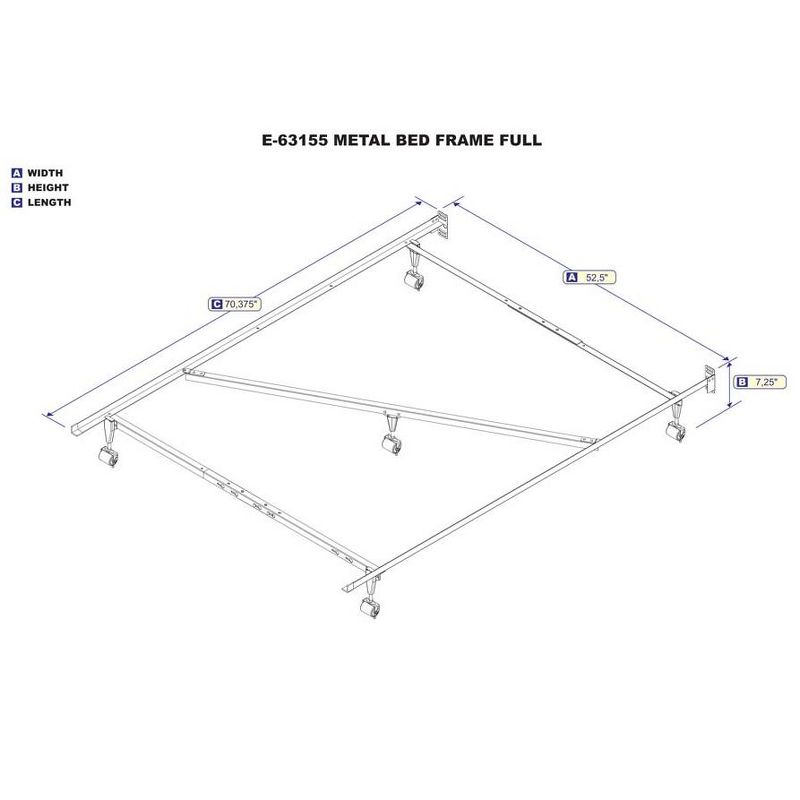 Atlantic Metal Bed Frame T-TXL-F-Q with Glides - Atlantic Furniture