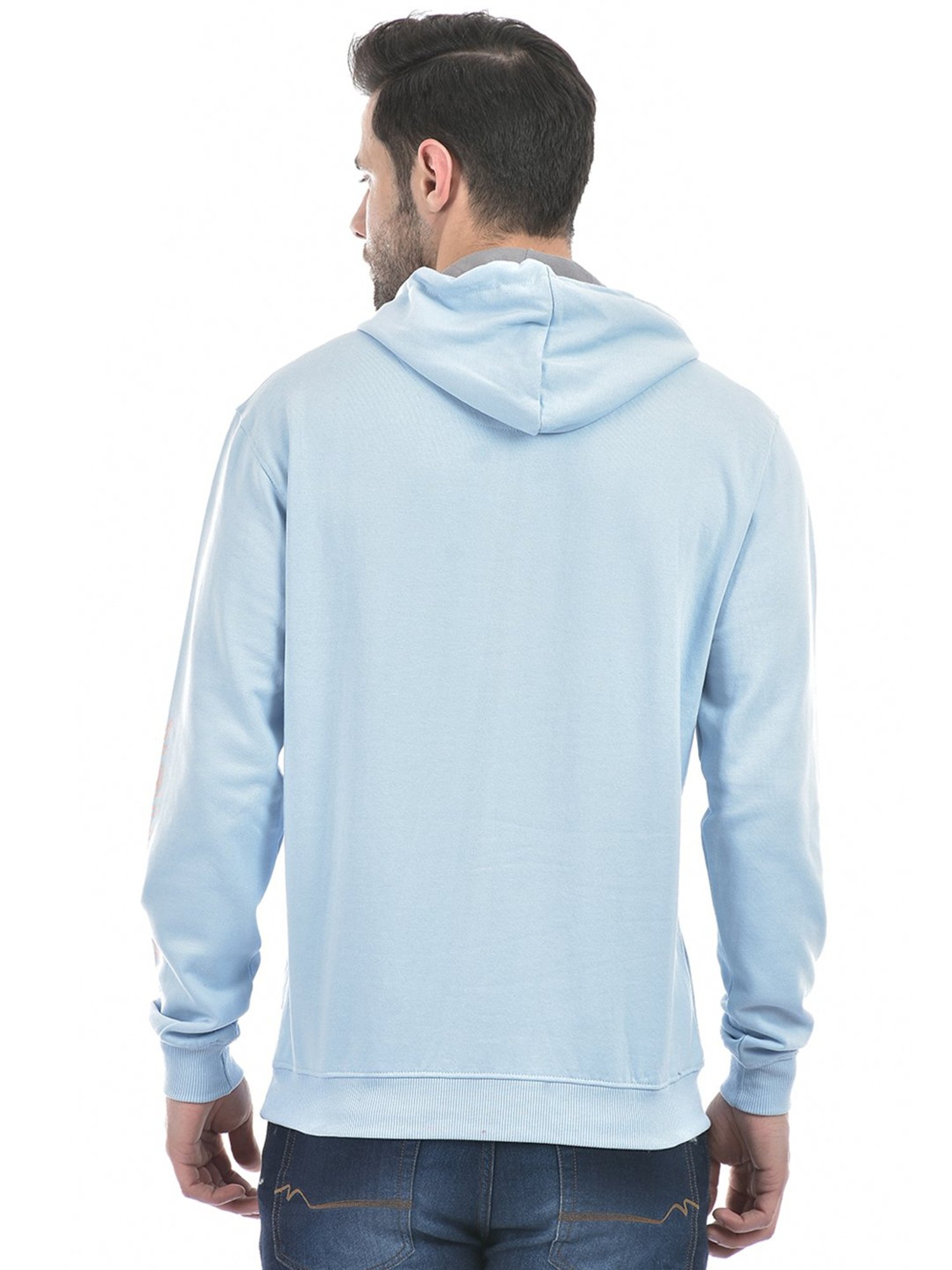 Lawman Pg3 Light Blue Regular Fit Printed Hooded Sweatshirt