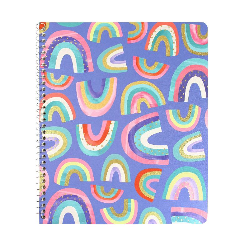 Spiral Notebook 1 Subject Wide Ruled Rainbows Multi Blue - greenroom