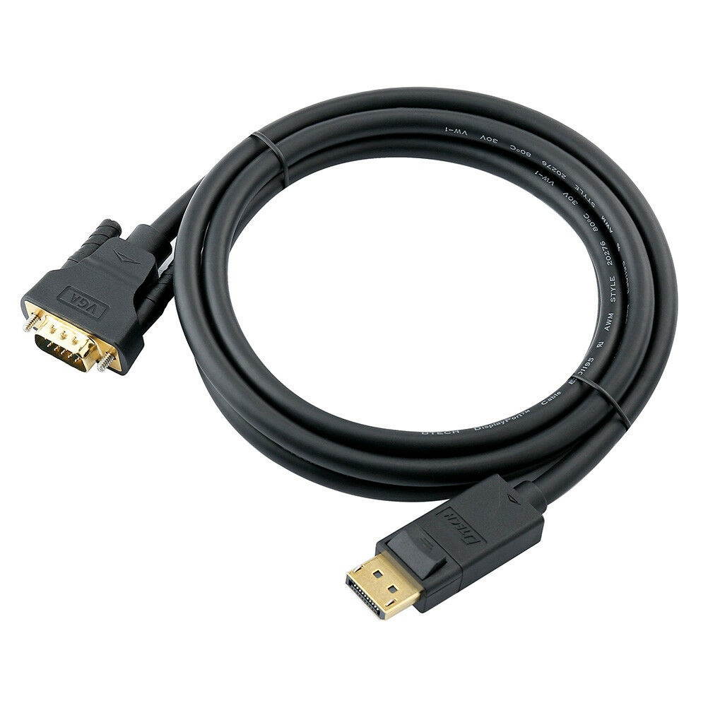6ft DP to VGA Cable Displayport Male to VGA Male Adapter Computer Laptop Monitor