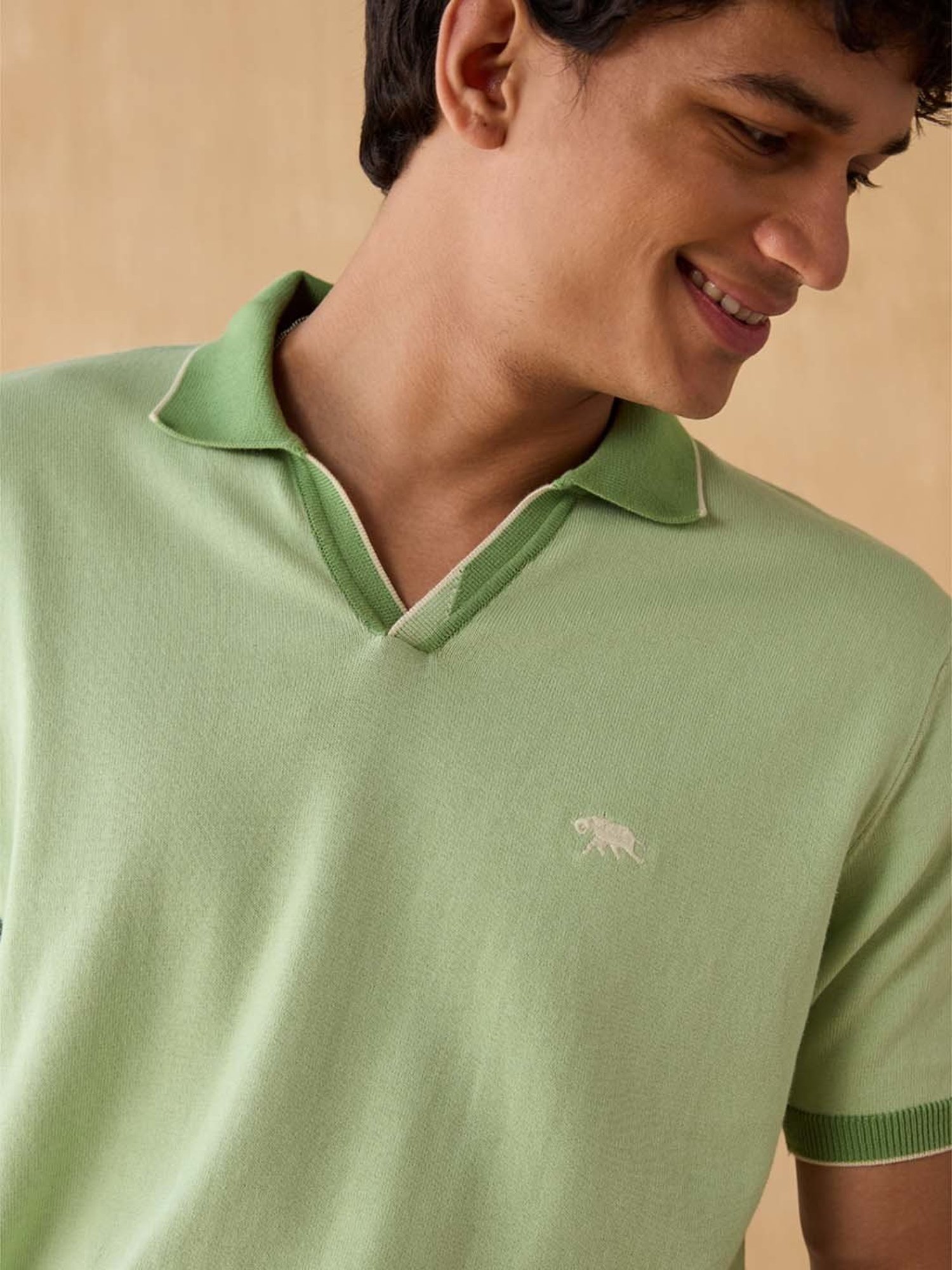 Andamen Green Cotton Regular Fit Polo T-Shirt