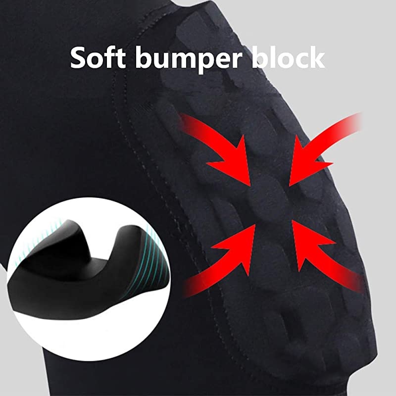 Hex Padded Arm Sleeve Compression Padded Elbow Arm Sleeve with Elbow Pad for Football Volleyball Baseball Protection 1 Pair Black Size L