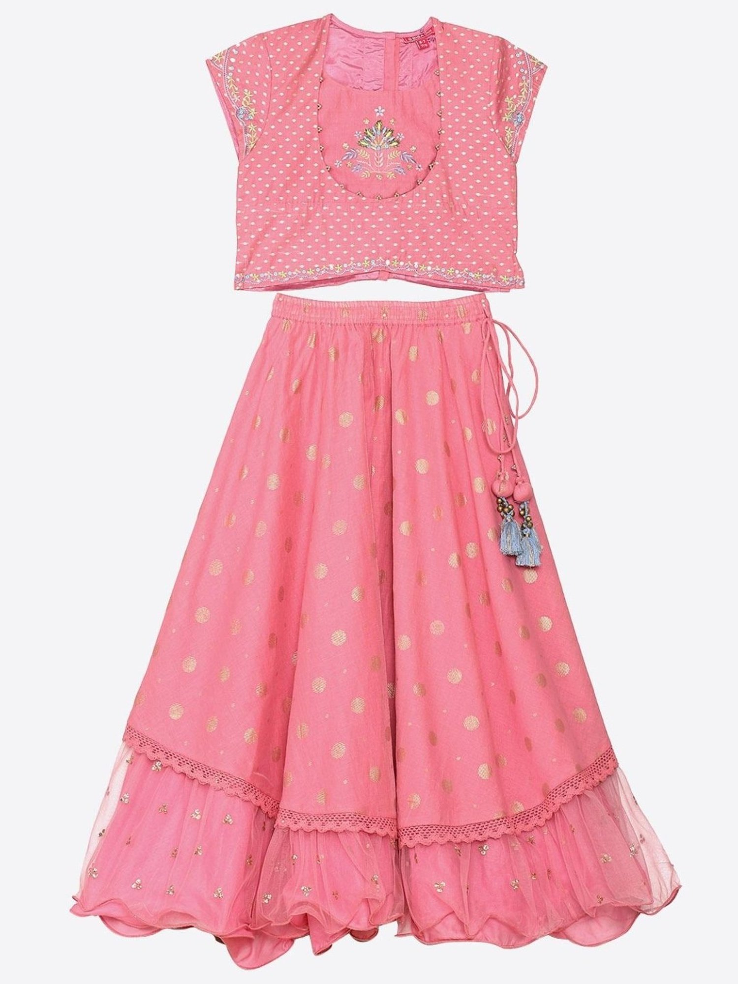 Biba Kids Pink Embroidered Lehenga Cholis
