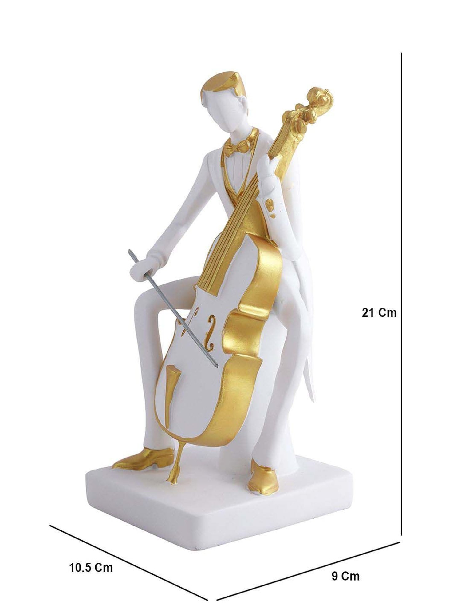 Tayhaa White & Golden Resin Musician Playing Arpeggione Statue