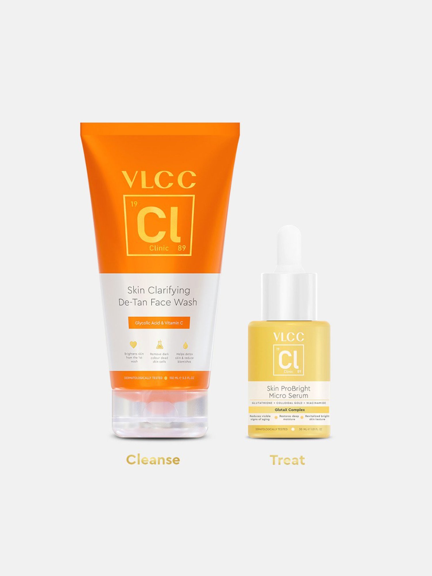 VLCC Clinic Skin Clarifying De-Tan Face Wash & ProBright Micro Serum Combo