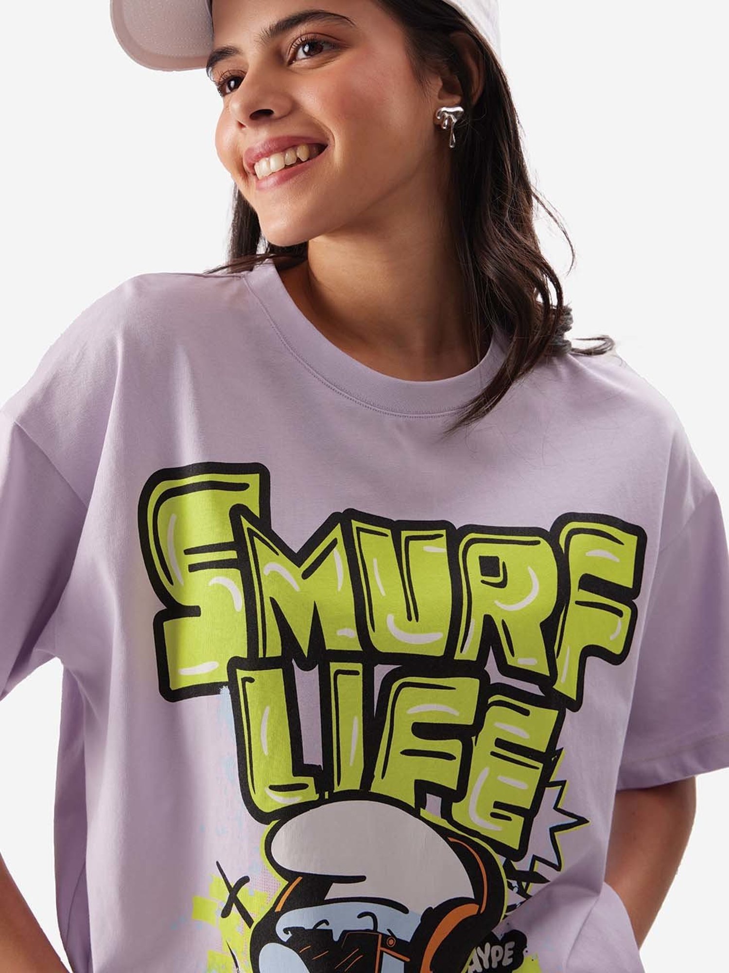 The Souled Store Purple Cotton Printed T-Shirt