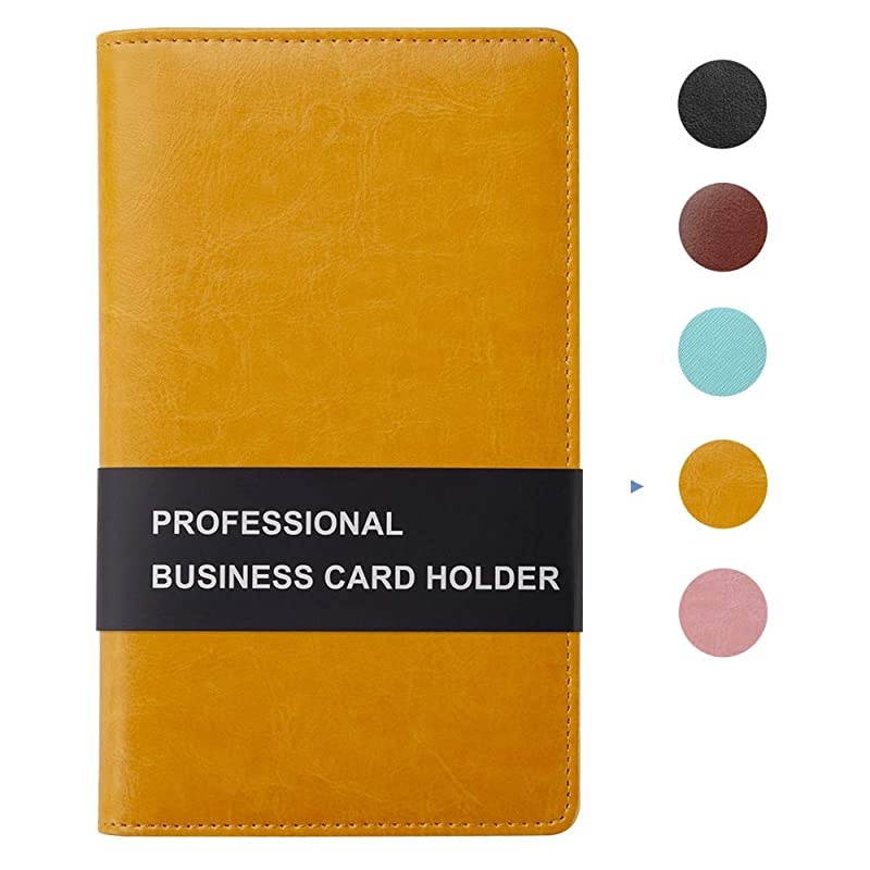Leather Business Card Book Holder Professional Business Cards Book Organizer PU Name Card Credit Cards Book Holder Booklet Orange