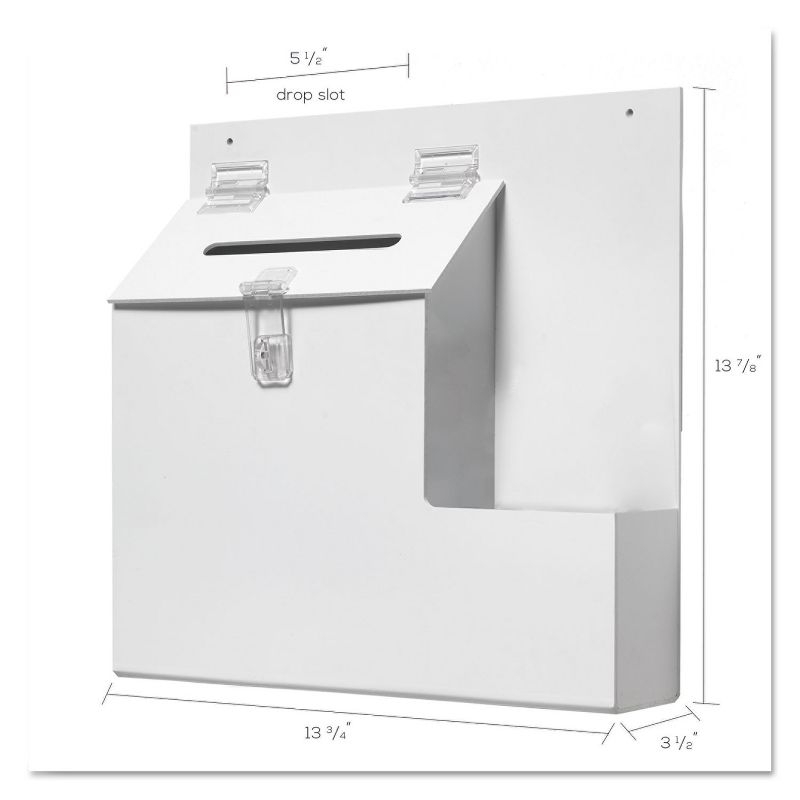 Deflecto Plastic Suggestion Box with Locking Top 13 3/4 x 3 5/8 x 13 White 79803