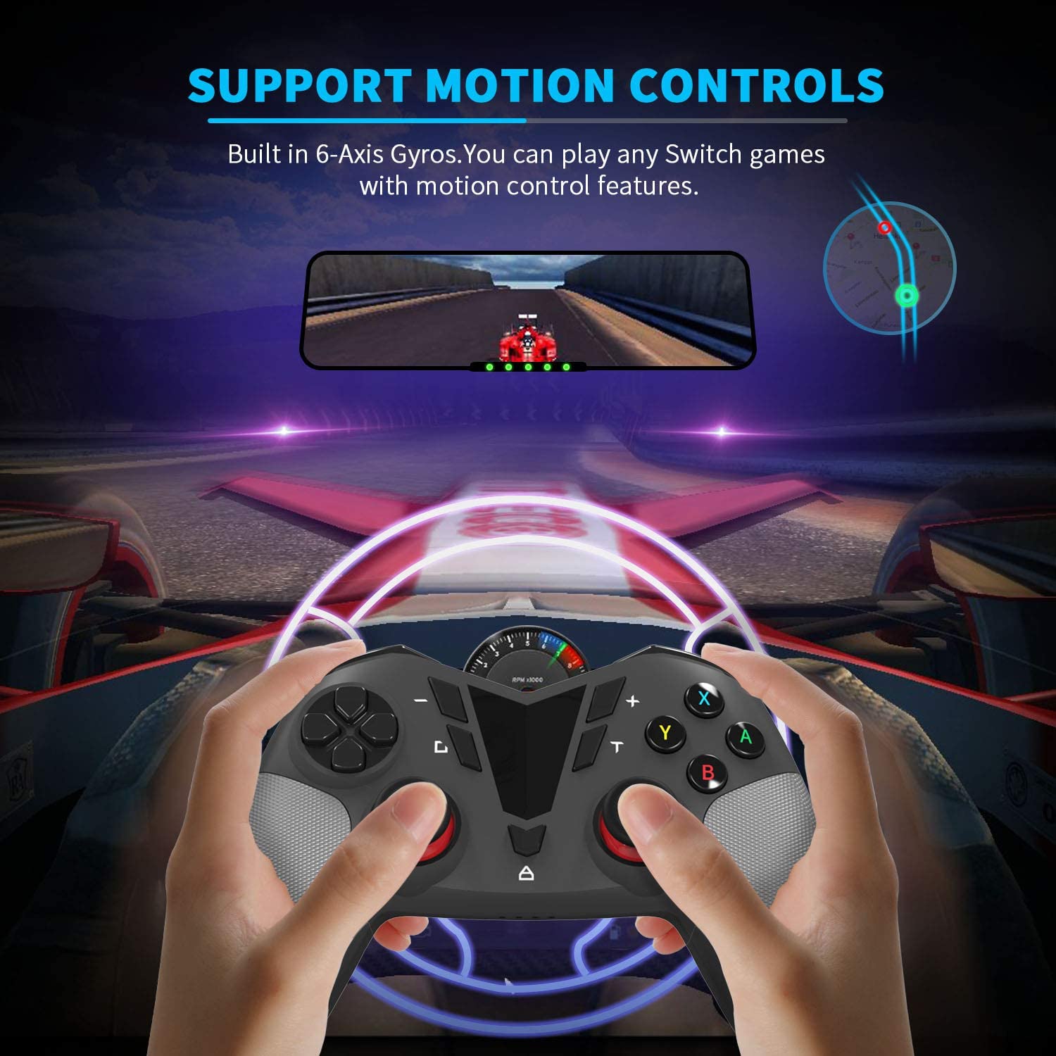 2.4G Wireless PC Game Controller USB Gaming Gamepad Joystick For Computer & Laptop & Notebook (Windows 10/8/7/XP, Steam,Switch), Android and PS3 - Black